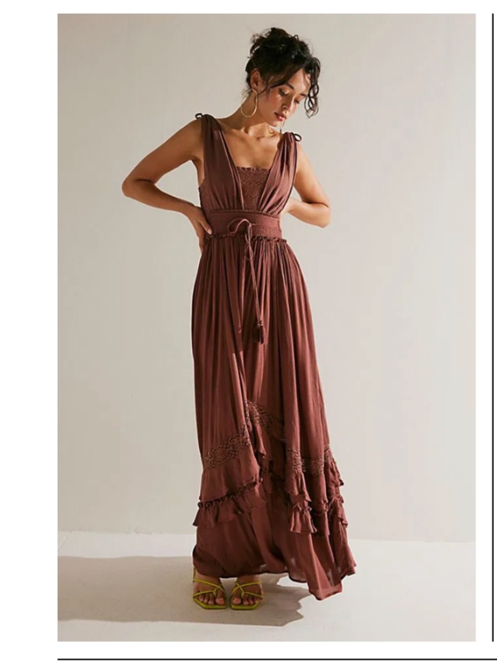 Free People Santa Maria Maxi Dress Crochet Size Medium Free-est Rust Brown - Picture 4 of 11